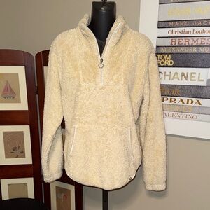 Liv Outdoor Plush Beige Quarter-Zip Fleece Pullover